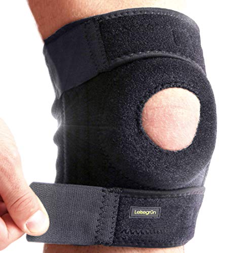 Leisegrün Sport Kniebandage, optimaler Support. Knieschoner geeignet für Damen, Herren & Kinder, rechts und Links tragbar, elastisch & atmungsaktiv von Leisegrün