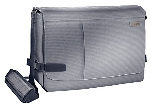 Leitz, Leichte Business Messenger-Tasche für 15.6 Zoll Laptop, Smart Traveller, Polyester/Metall/Leder, Complete, Silber, 60190084 von Leitz