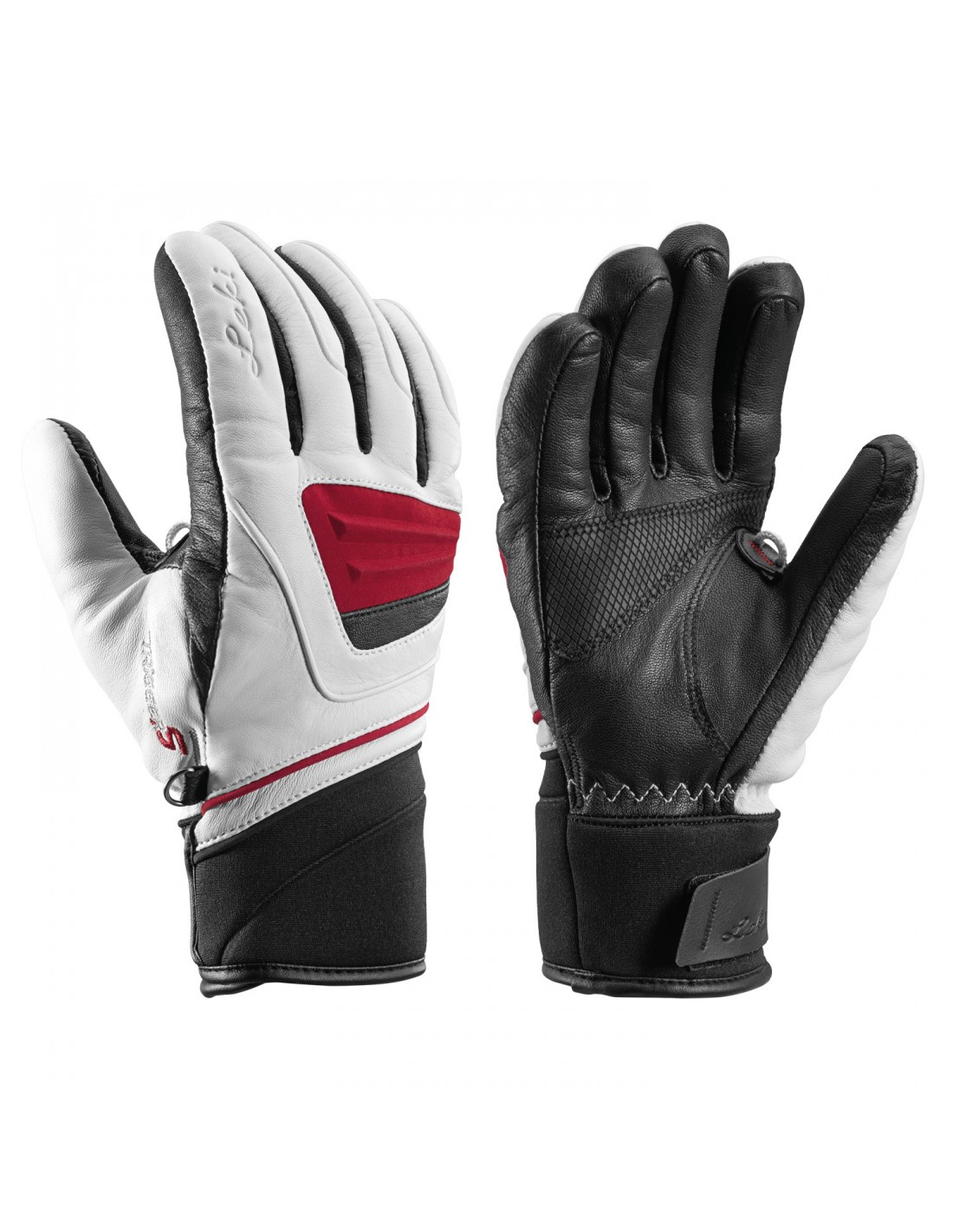 Leki Handschuh Griffin S Lady weiß-schwarz-bordo Handschuhvariante - Handschuhe, Handschuhgröße - 6.5, Handschuhfarbe - Black - Red - White, von Leki