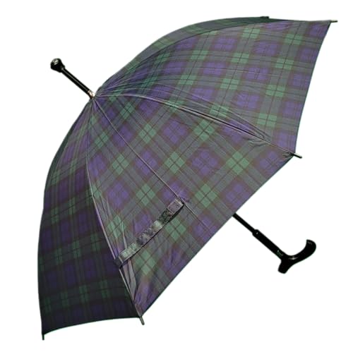 Regenschirm Stützschirm Gehstock Gehhilfe mit Fritzgriff & Gummipuffer (karogrünblau) von Lemasi