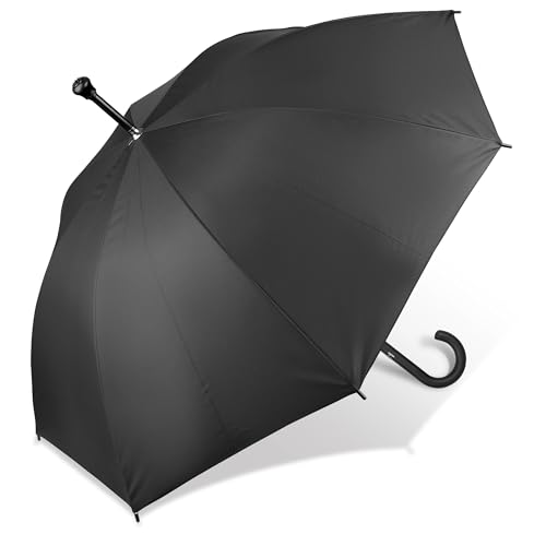 Regenschirm Stützschirm Gehstock Gehhilfe mit Fritzgriff & Gummipuffer (unischwarz) von Lemasi
