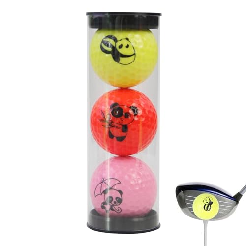 Lembeauty Panda-Golfball | 3 Stück lustige Neuheits-Golfbälle | Auffälliges Golfzubehör, tragbares, kreatives Golfer-Geschenk für Spiele im Hinterhof, zum Üben und Schlagen von Rangebällen, Distanz von Lembeauty