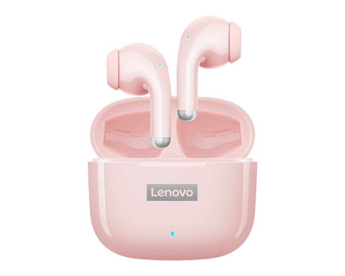 Lenovo LP40 Pro mit Touch-Steuerung Bluetooth-Kopfhörer (True Wireless, Siri, Google Assistant, Bluetooth 5.1, kabellos, Stereo Ohrhörer mit 250 mAh Kopfhörer-Ladehülle - Rosa) von Lenovo