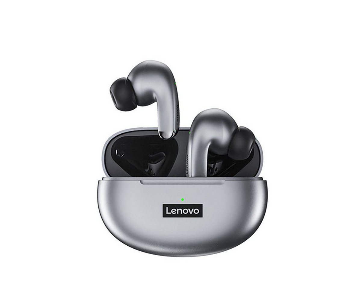 Lenovo LP5 mit Touch-Steuerung Bluetooth-Kopfhörer (True Wireless, Siri, Google Assistant, Bluetooth 5.0, kabellos, Stereo Ohrhörer mit 250 mAh Kopfhörer-Ladehülle - Grau) von Lenovo