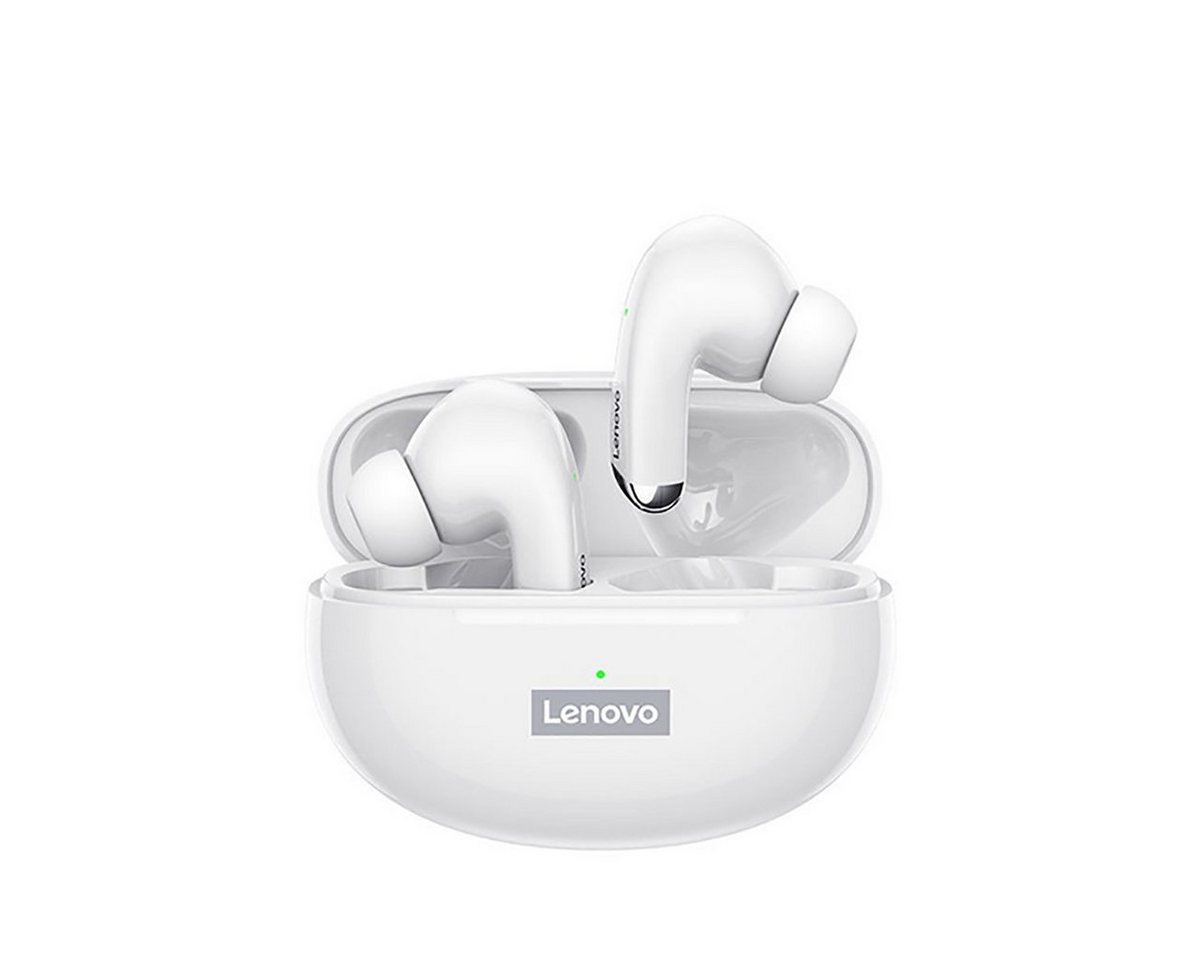Lenovo LP5 mit Touch-Steuerung Bluetooth-Kopfhörer (True Wireless, Siri, Google Assistant, Bluetooth 5.0, kabellos, Stereo Ohrhörer mit 250 mAh Kopfhörer-Ladehülle - Weiß) von Lenovo