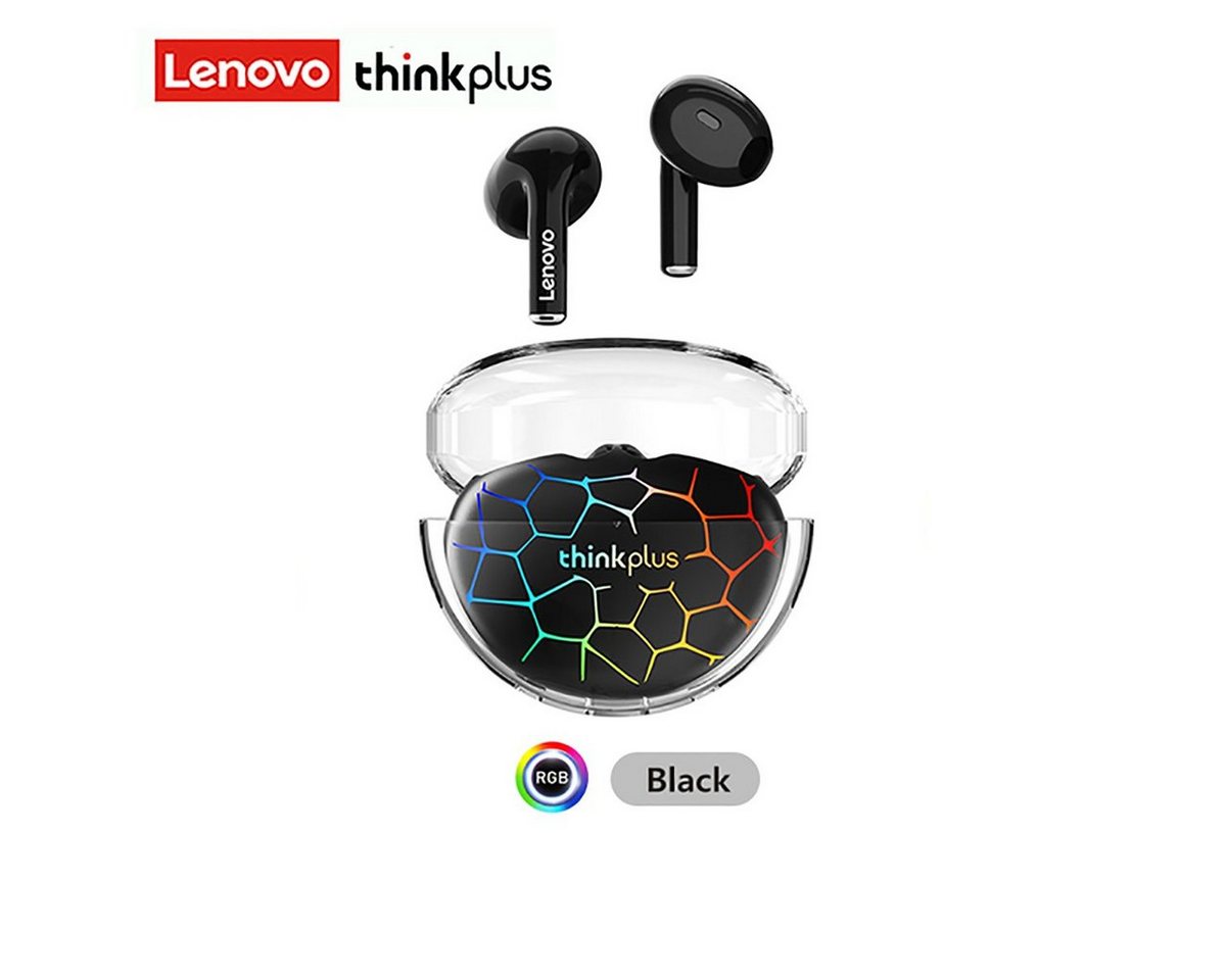 Lenovo LP80 Pro mit Touch-Steuerung Bluetooth-Kopfhörer (True Wireless, Siri, Google Assistant, Bluetooth 5.3, kabellos, Stereo-Ohrhörer 280 mAh Kopfhörer-Ladehülle - Schwarz RGB) von Lenovo