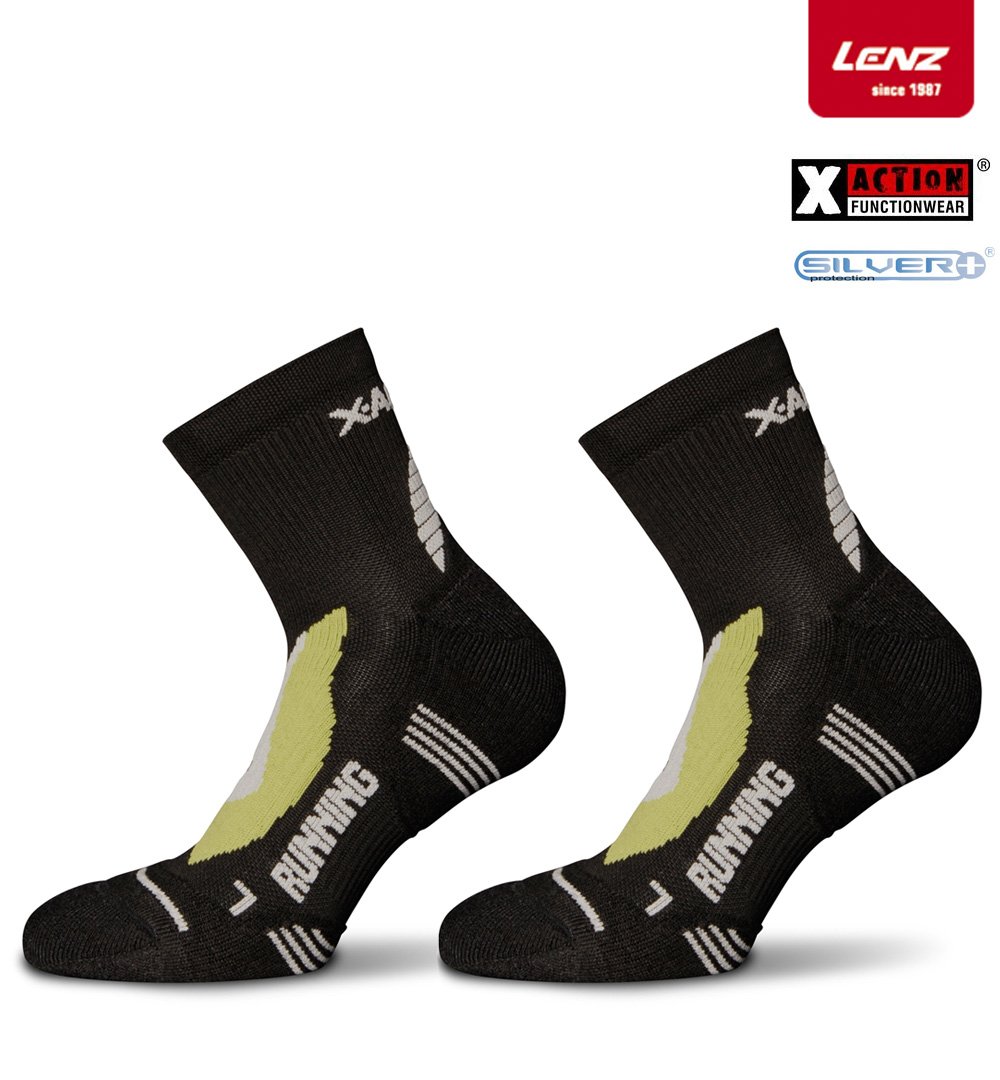 Lenz - funktionelle Laufsocken - Sportsocken - 3D Stricktechnik - Running silver, schwarz von Lenz