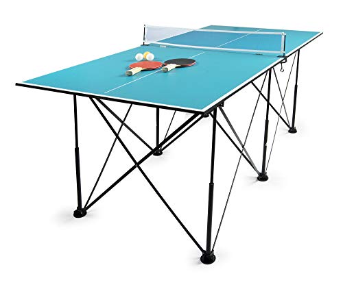 Leomark Tischtennis Klappbare - Blau Tischtennisplatte - Tischtennis tragbar, Netz, Bälle, Schläger, Outdoor für Drinnen und Draußen Metall, Compact Table Tennis, Höhe: 76 cm von Leomark
