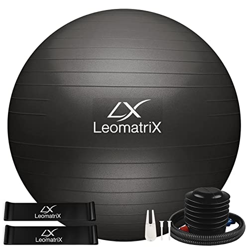 LeomatriX Gymnastikball Sitzball ca. 55cm mit 2 Fitnessbändern & Pumpe | Ergonomisch, klein und Robust | für Büro, Yoga, Fitness, Pilates, Pezziball-Übungen | Gymnastik in der Schwangerschaft von LeomatriX