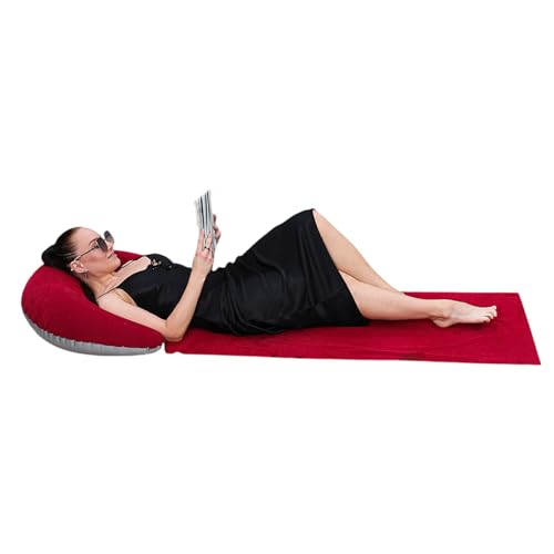 Lerpwige Weiche Aufblasbare Strandmatte Easy Travel Inblasbare Lounger Mit Kopfruhe Tragbarer Strandstuhl Outdoor Accessoire Luftbett Reise Matratze von Lerpwige