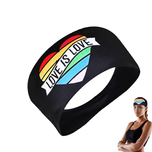 Lesunbak Regenbogen Pride Stirnband, Pride Stirnbänder für Frauen - Regenbogen-Haarbänder mit rutschfestem Design,Leichte Sport-Stirnband-Schweißbänder zum Laufen von Lesunbak
