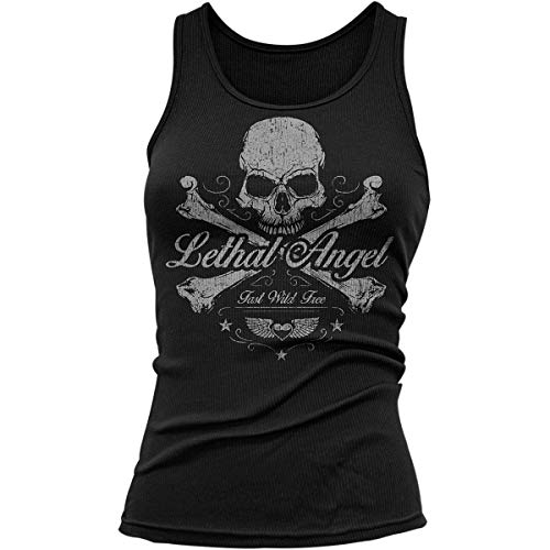Lethal Threat Damen Shirt (Skull N Crossbones) (Schwarz, L) von Lethal Threat Designs