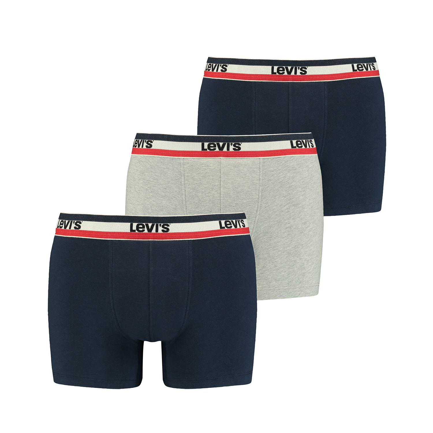 3er Pack Herren Levis SPRTSWR LOGO BOXER BRIEF Boxershorts Unterwäsche Pants  L, Navy / Grey Melange von Levi's