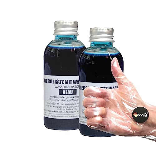 LevinQ Rudergerät Tankwasserfarbe Jahrespackung Blau 2 x 55ml mit Handschuhe um Flecken ihre Haut zu verhindern fur Wasserrudergerätetanks wie EIN Water Rower. von LevinQ