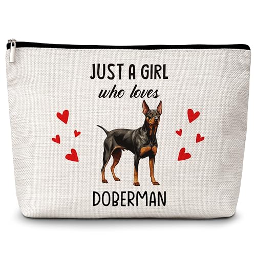 Kosmetiktasche für Hundeliebhaber, "Just A Girl Who Loves Dogs", Dobermann, Make-up-Tasche, Geschenke für Hundeliebhaber, Haustierbesitzer, Geburtstags-, Weihnachtsgeschenke für Mädchen, Frauen, von Levitatinyear