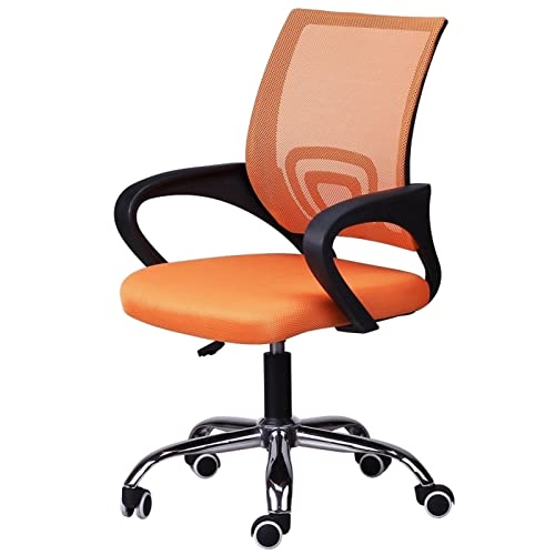 Bürostuhl, Bürostuhl, Schreibtischstuhl, Netzstuhl, Computerstuhl, Hebestuhl, drehbarer Stuhl, ergonomischer Arbeitsstuhl, gepolsterter Sitz, Spielstuhl, Stuhl (Farbe: Orange, Größe: Einheitsgröße). von LiChA