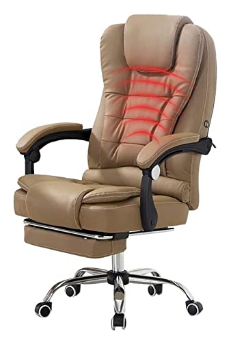 LiChA Bürostuhl, Computerstuhl, Bürostuhl, PC-Rennstuhl, Taillenmassage, Boss-Stuhl, Lift-Drehstuhl, ergonomischer Sitzstuhl aus PU-Leder (Farbe: Khaki) von LiChA
