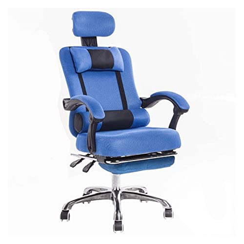 LiChA Bürostuhl, Computerstuhl, E-Sport-Spielstuhl, ergonomischer Kissensitz, Netzstoff, hohe Rückenlehne, drehbarer Büro-Schreibtischstuhl, Hebestuhl, Stuhl (Farbe: Blau) von LiChA