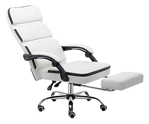 LiChA Bürostuhl, Computerstuhl, hohe Rückenlehne, PU-Leder, Boss-Stuhl, Spieltisch, Stuhl, Fußstütze, Liegestuhl, ergonomischer Arbeitsstuhl, Stuhl (Farbe: Weiß) von LiChA