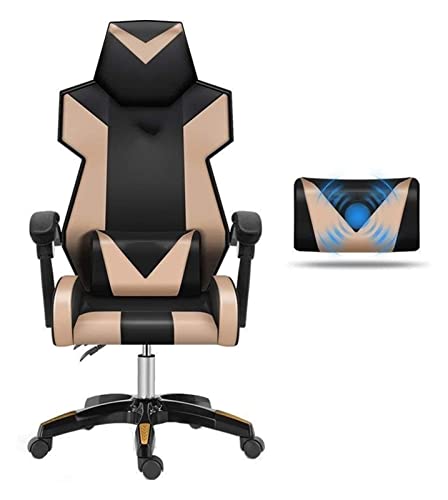 LiChA Bürostuhl, E-Sport-Stuhl, Schreibtisch und Stuhl, ergonomischer Bürostuhl, Rennspiel-Stuhl, Lift-Drehstuhl, hohe Rückenlehne, Computerstuhl, Stuhl (Farbe: Schwarzgold) von LiChA