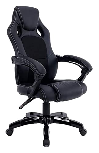 LiChA Bürostuhl, E-Sport-Stuhl, ergonomischer Tisch und Stuhl, Bürostuhl, Computerstuhl, hohe Rückenlehne, drehbarer Sessel, Hebestuhl, Stuhl (Farbe: Schwarz) von LiChA