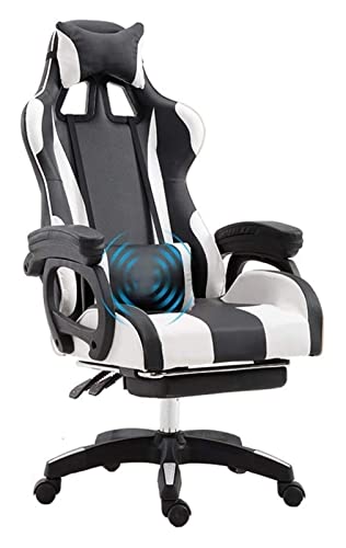 LiChA Bürostuhl, E-Sport-Stuhl, ergonomischer Tisch und Stuhl, Rennstuhl mit hoher Rückenlehne, Spiel-Bürostuhl, Fußhocker, Computerstuhl, Stuhl (Farbe: Weiß) von LiChA