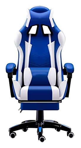 LiChA Bürostuhl, Gaming-Stuhl, ergonomischer Bürostuhl, Lift-Drehstuhl, Spielstuhl, Bürostuhl mit hoher Rückenlehne, Spielstuhl, Arbeitsstuhl, Stuhl (Farbe: Blau, Weiß) von LiChA
