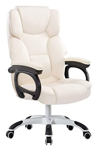 LiChA Bürostuhl, gepolsterter Armlehnensitz, ergonomischer Racing-Bürostuhl, Lederspielstuhl mit hoher Rückenlehne, PU-Leder-Bürostuhl, Stuhl (Farbe: Weiß) von LiChA