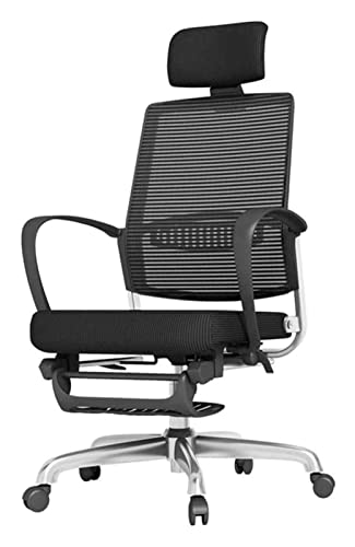 LiChA Bürostuhl, hohe Rückenlehne, Netzstoff, Computertisch und Sessellift, Drehstuhl, Chefsessel, Arbeitsspielstuhl mit Fußstütze, Liegestuhl (Farbe: Schwarz) von LiChA