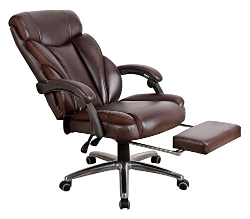 LiChA Bürostuhl Büro-Chefstuhl Ergonomischer Computerstuhl Bürostuhl Leder-Liege-Chefsessel mit Pedalspiel-Sitzstuhl (Farbe: Braun) erforderlich von LiChA