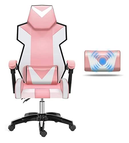 LiChA Bürostuhl E-Sport-Stuhl, Schreibtisch und Stuhl, ergonomischer Bürostuhl, Rennspiel-Stuhl, Lift-Drehstuhl, hohe Rückenlehne, Computerstuhl, Stuhl (Farbe: Rosa, Weiß) von LiChA