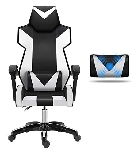 LiChA Bürostuhl E-Sport-Stuhl, Schreibtisch und Stuhl, ergonomischer Bürostuhl, Rennspielstuhl, Lift-Drehstuhl, hohe Rückenlehne, Computerstuhl, Stuhl (Farbe: Schwarz, Weiß) von LiChA