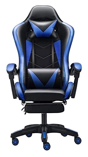 LiChA Bürostuhl E-Sport-Stuhl Ergonomischer Spielstuhl Computertisch und Stuhl mit Lordosenstütze Sessel Leder-Hebedrehstuhl Stuhl (Farbe: Blau) erforderlich von LiChA