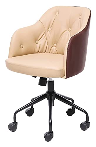 LiChA Bürostuhl Ergonomischer Bürostuhl Schreibtisch und Stuhl Armlehne Drehstuhl Verstellbarer Computerstuhl mit mittlerer Rückenlehne Sitzstuhl aus PU-Leder (Farbe: Khaki + Braun) erforderlich von LiChA