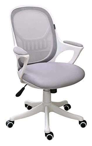 LiChA Bürostuhl Freizeit-Bürostuhl, Netzrückenlehne, ergonomischer Drehstuhl, Arbeitsstuhl, 120°-Verriegelung, 360°-Sitz, Nylon-Harz-Basis, Spielstuhl, Stuhl (Farbe: weißes Gestell, graues Netz), von LiChA