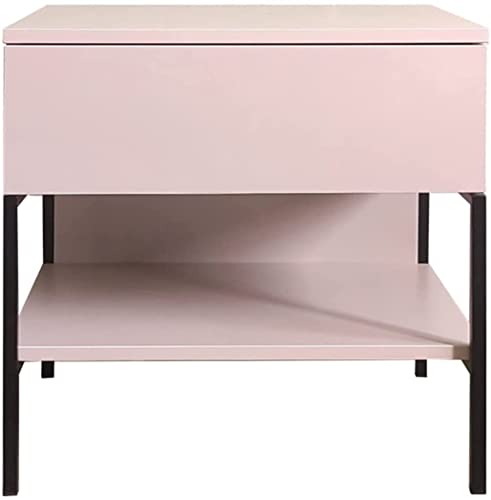 LiChA Nordic Modern Bedside Table White, Simple nd for Bedroom, Light Luxury and Minimalist Bedside Cabinet 1 Drawer Grey, Bedroom Living Room Storage Unit 50X40X50CM(Color:Pink) Practical von LiChA