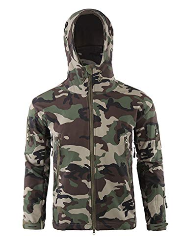 LiGG Herren Softshelljacke Camouflage Jagdjacke Wasserdicht Winddicht Military Funktionsjacke Winter Warm Innenfutter Regenjacke Skijacke von LiGG