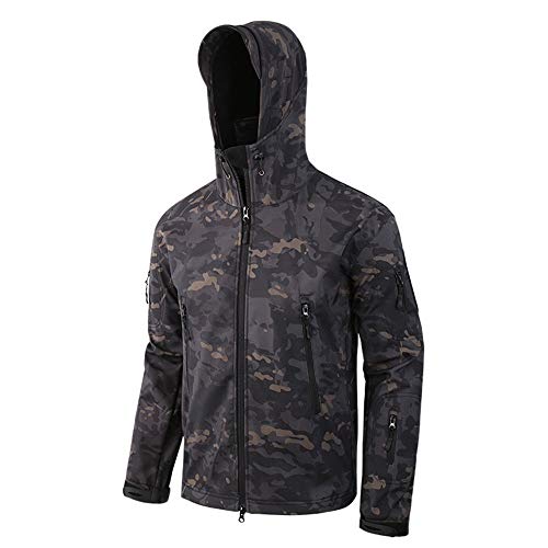 LiGG Herren Softshelljacke Camouflage Jagdjacke Wasserdicht Winddicht Military Funktionsjacke Winter Warm Innenfutter Regenjacke Skijacke von LiGG