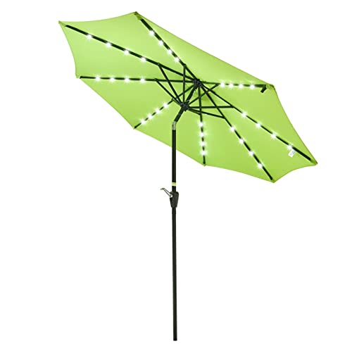 LiJJi 9ft 8 Ribs Patio Umbrella Solar Powered 32 LED Crank and Tilt Outdoor Sun Shade, Easy Carry and Storage Patio Umbrella von LiJJi