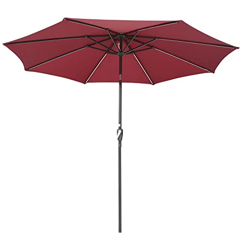 LiJJi 9ft Solar LED Patio Umbrella Outdoor Yard Parasol Cafe Sunshade Tilt with Crank, Patio Umbrella Patio Umbrella von LiJJi