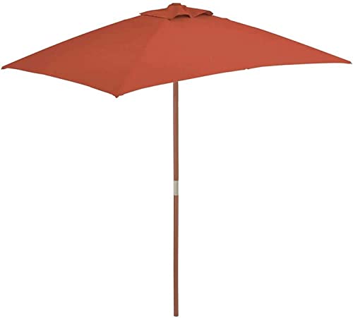 LiJJi Outdoor Parasol with Wooden Pole 150x200 cm Terracotta Home & Garden Lawn & Garden Outdoor Living Outdoor Umbrellas & Sunshades Outdoor para von LiJJi