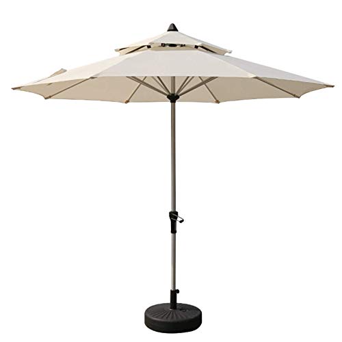 LiJJi Outdoor Patio Umbrella Double Top Garden Parasol 9FT / 2.7M Market Table Umbrella with Crank & Base for Deck von LiJJi