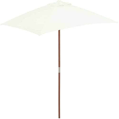 LiJJi Patio Umbrella Shade Sail Outdoor Sunshade Wood Pole Windproof Rainproof and UV Resistant Outdoor Protection Awning Garden Beach Terrace 150 200CM von LiJJi