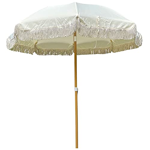 LiJJi Patio Umbrella White Round Garden Umbrella, UV Blocking Anti-Rust Sunblock Parasol with Tilt Mechanism, for Lawn Villa Hotel Balcony, Easy to Assemble von LiJJi