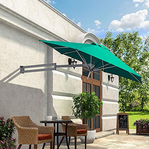 LiJJi Wall Mount Garden Parasol Umbrella, Outdoor Patio Balcony Sunshade Umbrella with Tilt Pole, 8ft/250cm von LiJJi
