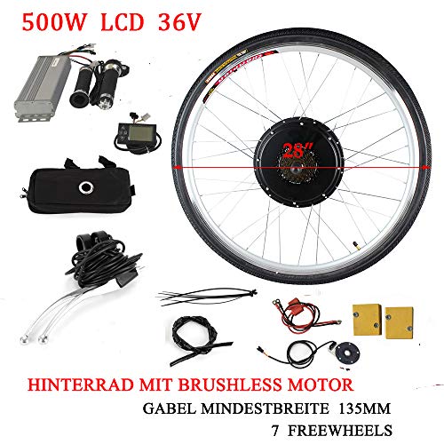 28" 36V/ 48V 250W/ 500W/ 800W/ 1000W Umrüstsatz für E-Bike-Hinterradnaben E-Bike-Motor-Kit mit LCD (LCD enthalten, 36V 500W) von LianDu
