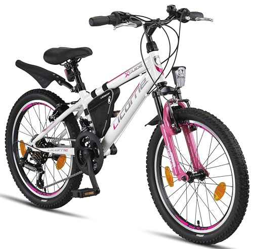 Licorne Bike Guide Premium Mountainbike in 20 24 26 Zoll Fahrrad für Mädchen Jungen Herren und Damen - 21 Gang Schaltung (bei 20 Zoll 18 Gänge) von Licorne Bike