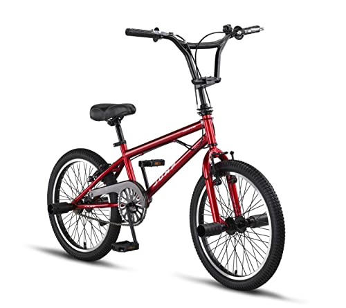 Licorne Bike Jump Premium BMX 360° Rotor-System, 4 Stahl Pegs, Kettenschutz, Freilauf (Rot, Freestyle) von Licorne Bike