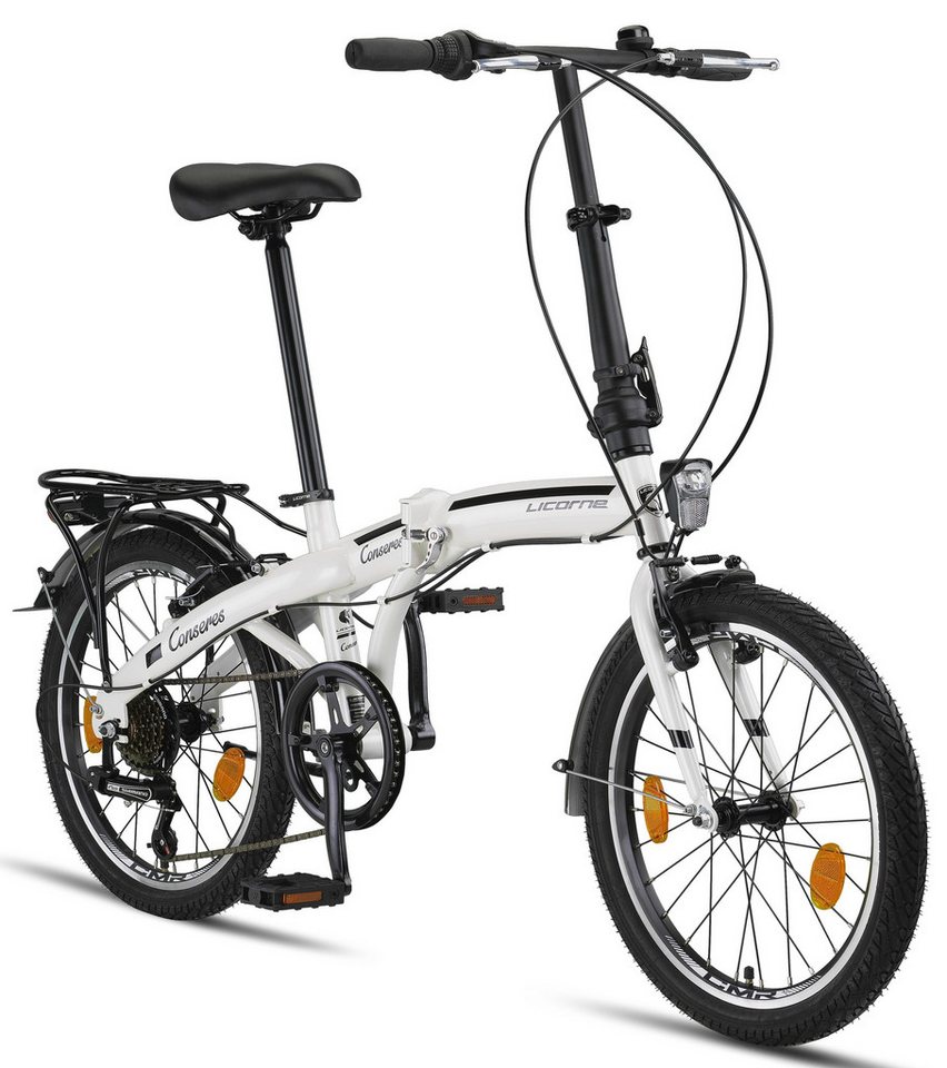 Licorne Bike Klapprad Licorne Bike Conseres Premium Falt Bike in 20 Zoll - Fahrrad, 6 Gang Shimano, Kettenschaltung von Licorne Bike