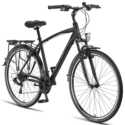 Licorne Bike Premium Trekking Bike in 28 Zoll - Fahrrad für Herren, Jungen, Damen und Herren - 21 Gang-Schaltung - Herren Citybike - Männerfahrrad - Life M-V-ATB - Schwarz/Grau von Licorne Bike